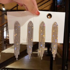Classic women's long crystal earrings