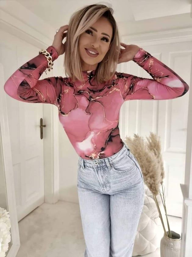 Crew Neck Long Sleeve Bodysuit xs-m