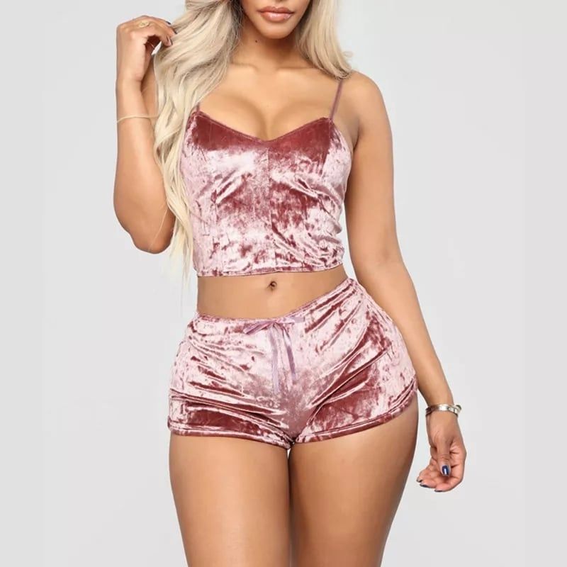 Velor pajamas short shorts S-L