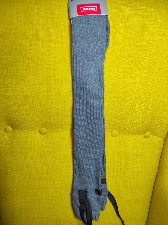Gray ribbed overknees with a ribbon - Image 7