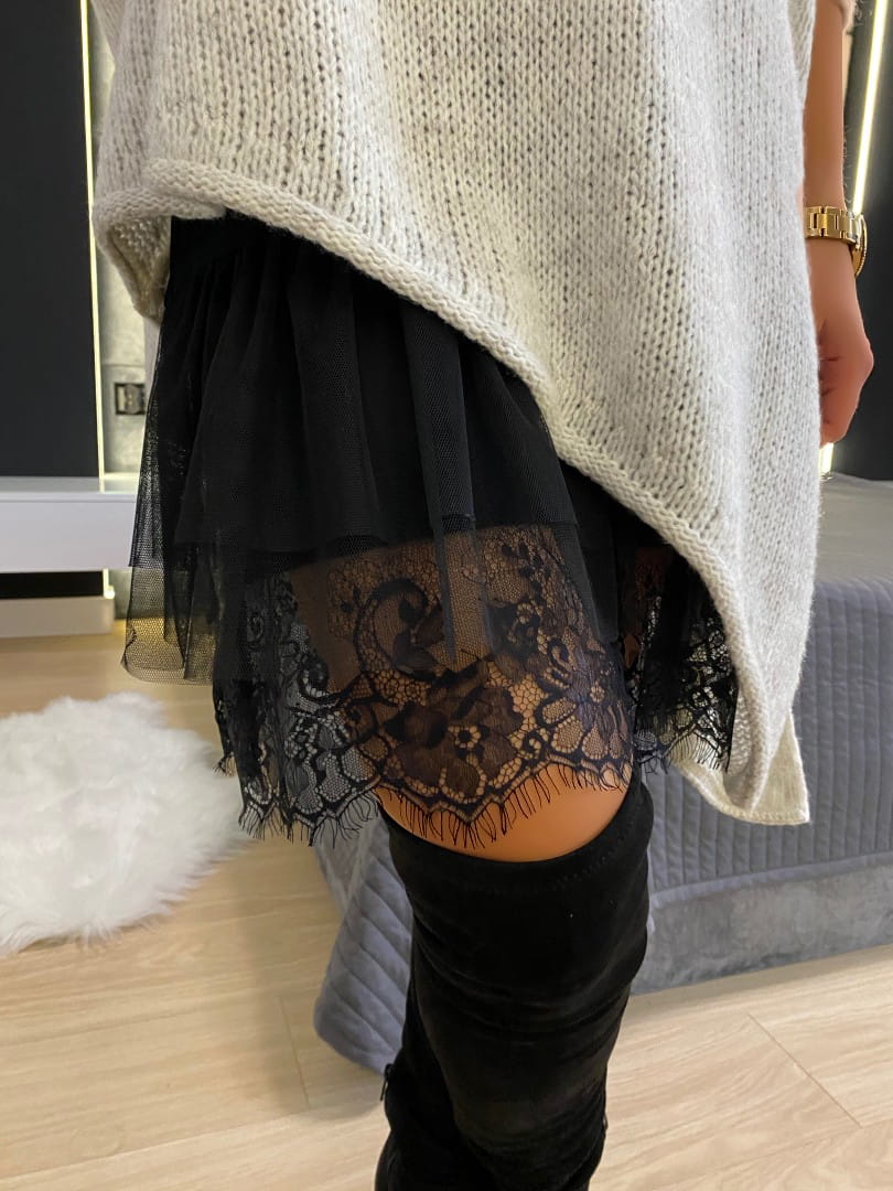 Black Petticoat with Lace and Tulle XS-L - Image 10