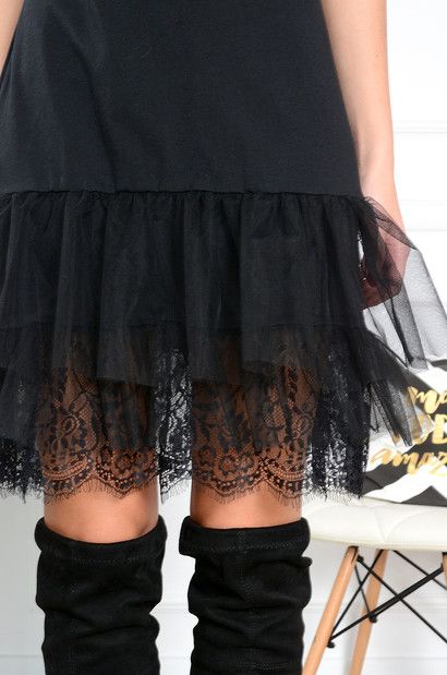 Black Petticoat with Lace and Tulle XS-L - Image 11