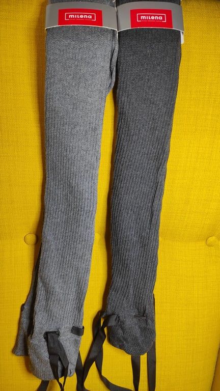 Gray ribbed overknees with a ribbon - Image 5