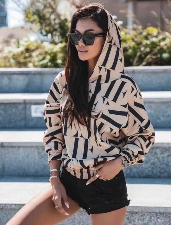 Patterned hoodie XS-M