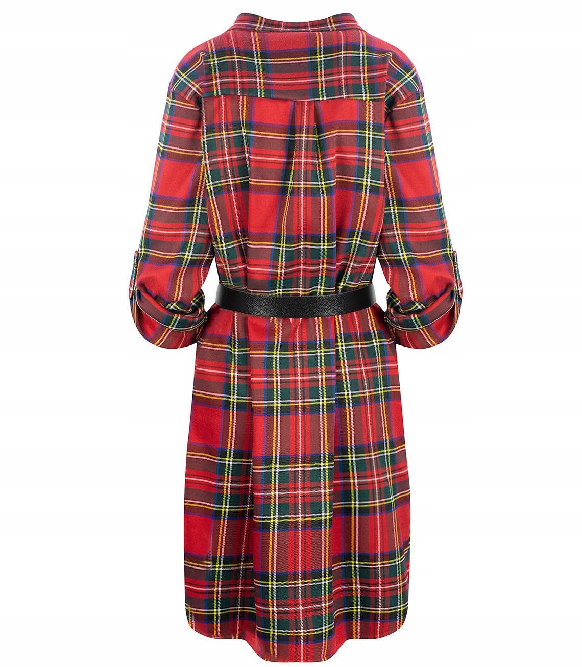 Checkered shirt dress with unisize belt 6-12 - Image 2