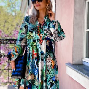 MINI DRESS WITH PUMP SLEEVES JUNGLE XS-M
