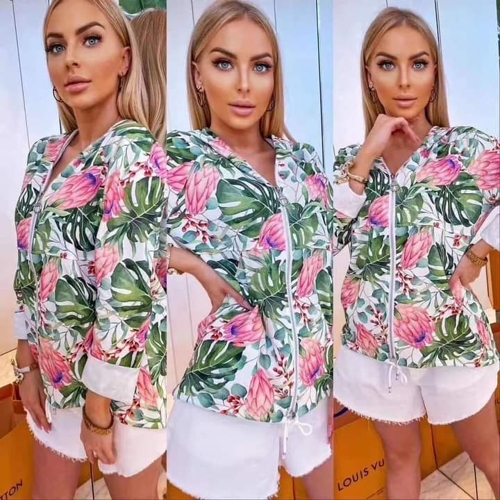 Jungle hoodie bomber flowers leaves 8-16 - Image 4