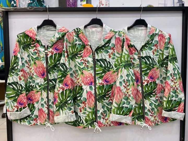 Jungle hoodie bomber flowers leaves 8-16 - Image 3