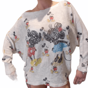 Openwork sweater WOMAN Mickey Mouse Minnie white size 6-12