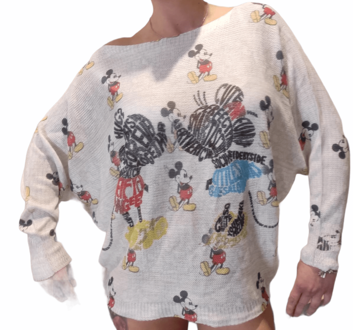 Openwork sweater WOMAN Mickey Mouse Minnie white size 6-12