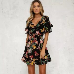 Floral Printed V-Neck dress XS-M