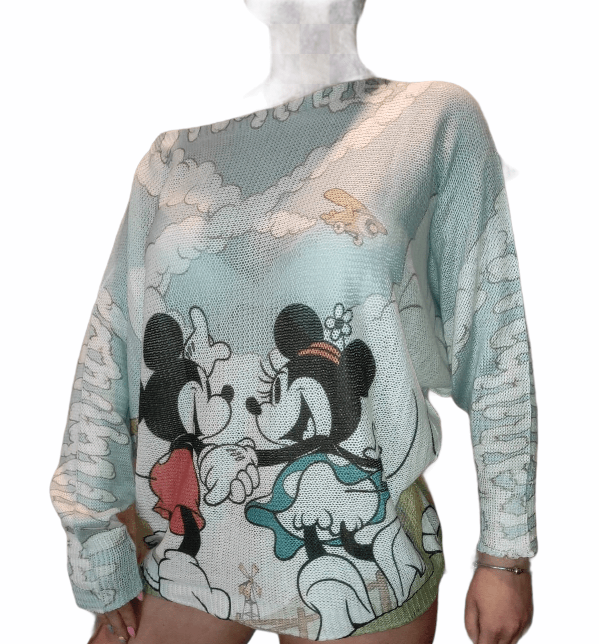 Openwork sweater WOMAN Mickey Mouse Minnie blue 6-12