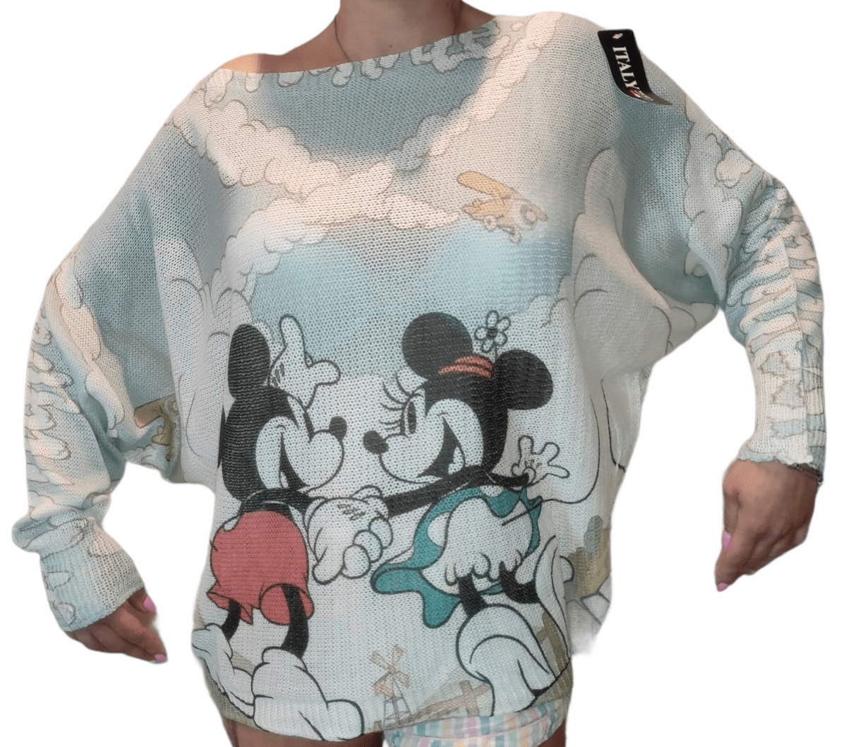 Openwork sweater WOMAN Mickey Mouse Minnie blue 6-12 - Image 3