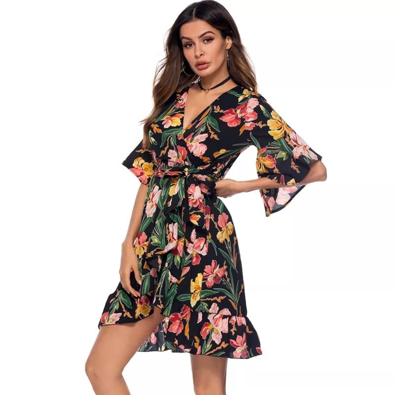 Floral Printed V-Neck dress XS-M - Image 5