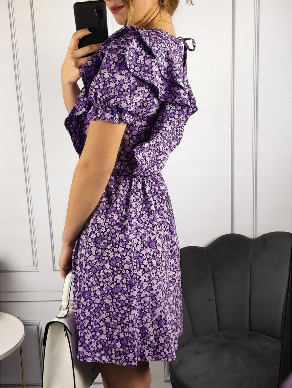 FLEECE MINI DRESS WITH FLOWERS PURPLE XS-M - Image 6
