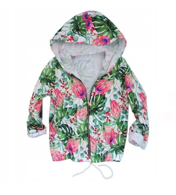 Jungle hoodie bomber flowers leaves 8-16 - Image 5