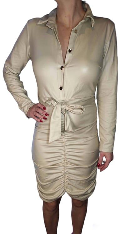 ECO LEATHER DRESS WITH RIBS XS-M - Image 3