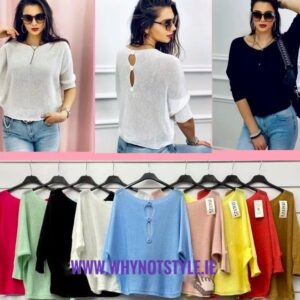 Sweater with back buttons one size