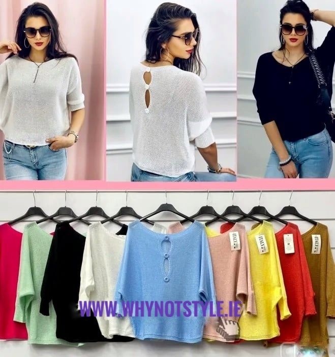 Sweater with back buttons one size