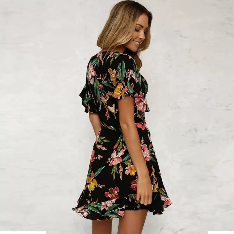 Floral Printed V-Neck dress XS-M - Image 2