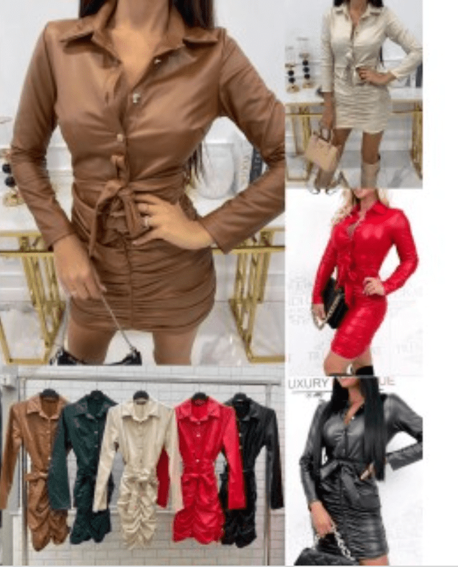 ECO LEATHER DRESS WITH RIBS XS-M - Image 2