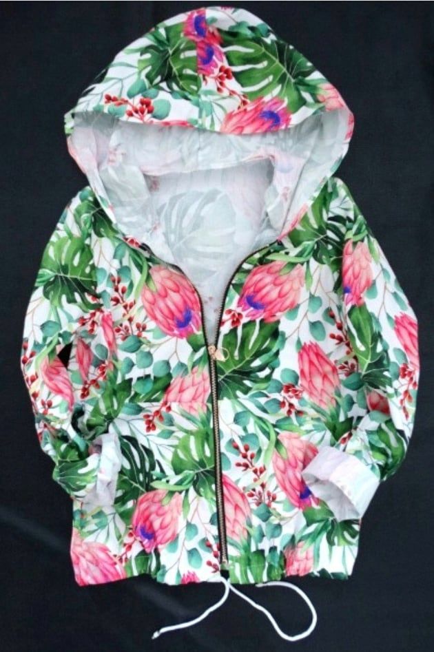 Jungle hoodie bomber flowers leaves 8-16 - Image 2