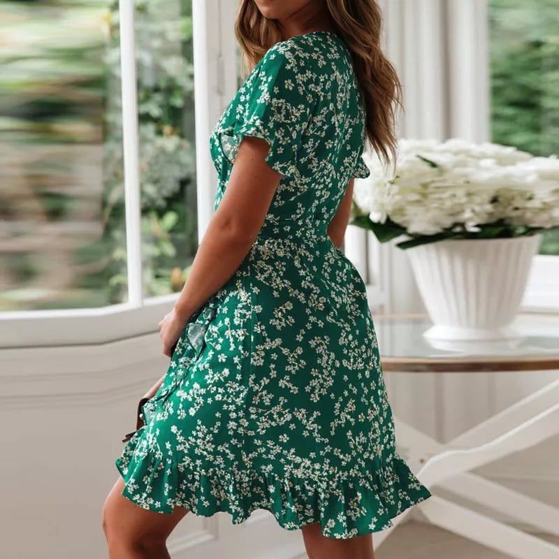 Women boho floral print dress M,L - Image 2