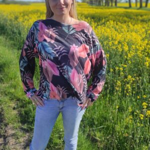 Fashion blouse, cardigan with flowers and leaves XS-L