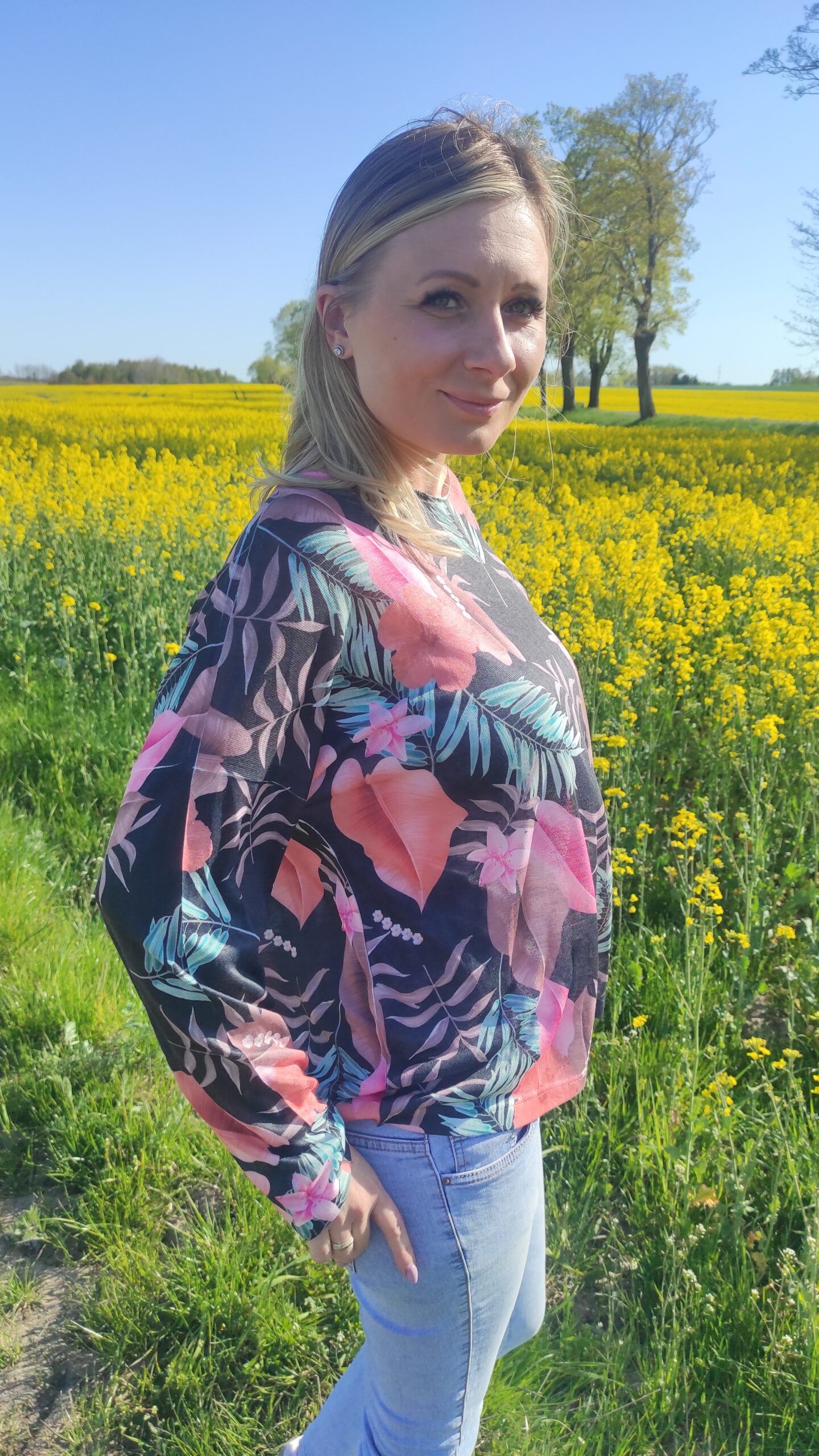 Fashion blouse, cardigan with flowers and leaves XS-L - Image 2