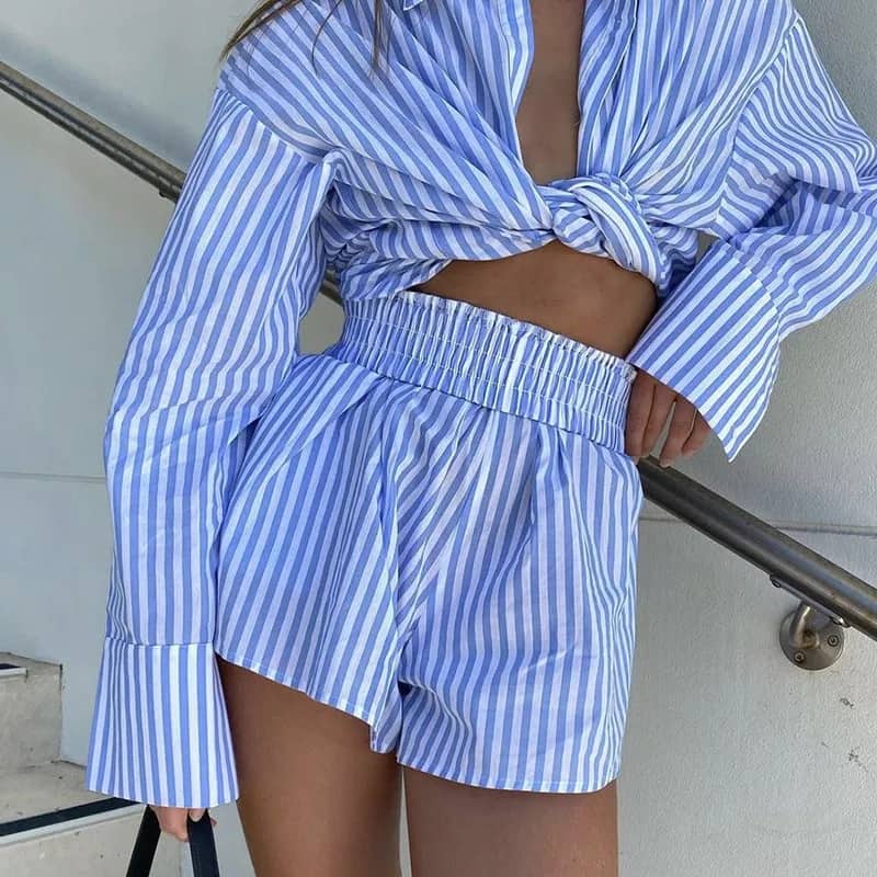 Stripe co ord shirt and short 6-12 - Image 2