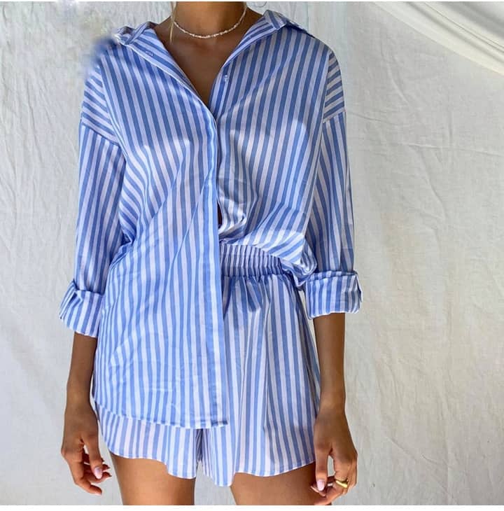 Stripe co ord shirt and short 6-12 - Image 3