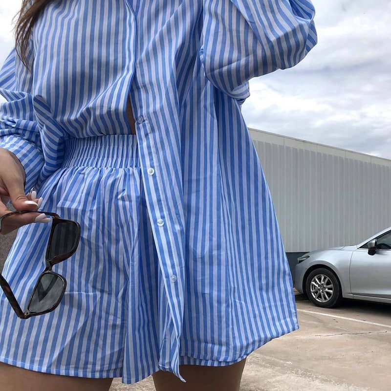Stripe co ord shirt and short 6-12 - Image 5