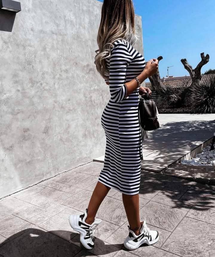 PENCIL DRESS WITH STRIPES XS-L - Image 4