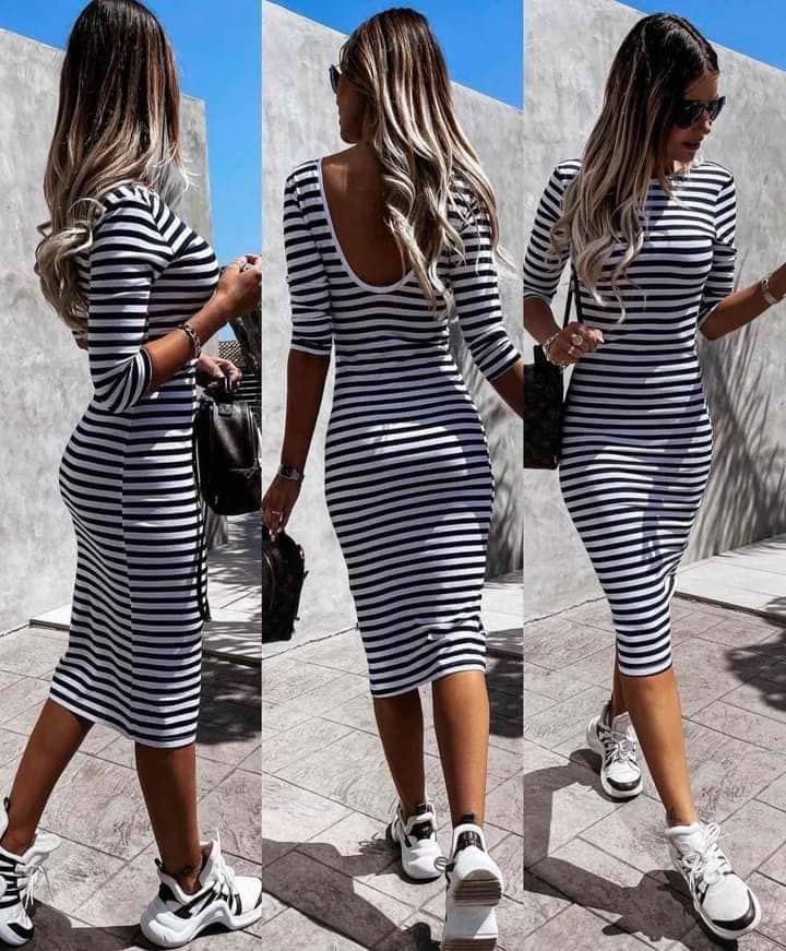 PENCIL DRESS WITH STRIPES XS-L - Image 5