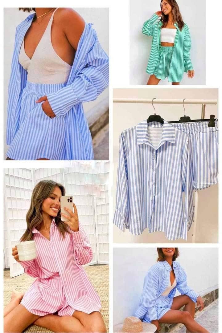 Stripe co ord shirt and short 6-12
