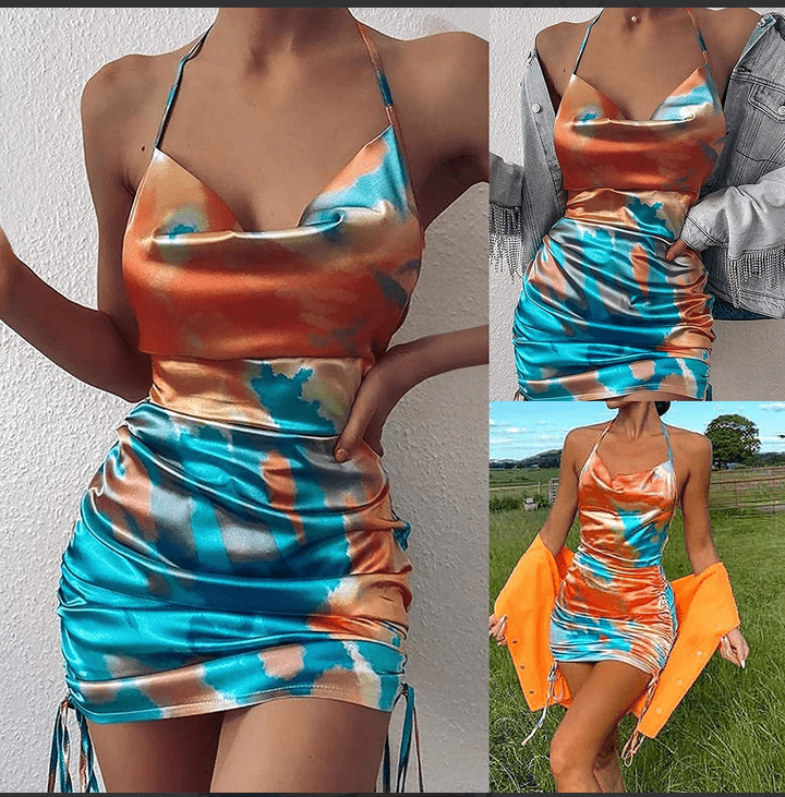 Satin ruched dress XS-M - Image 3