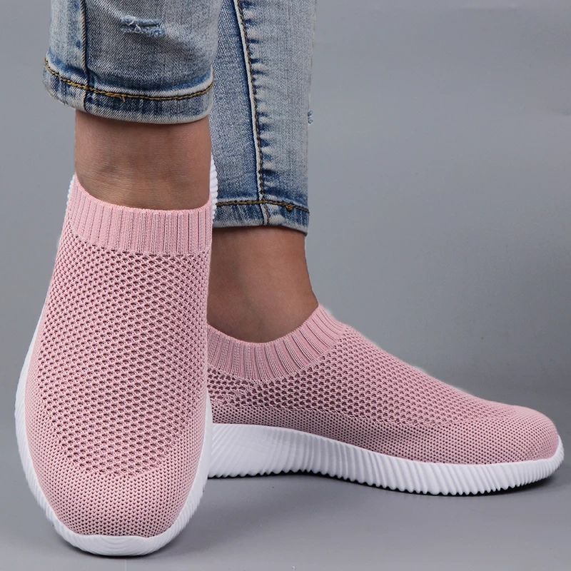 Comfortable pink mesh sports sneakers 3-8 size