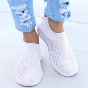 Comfortable white mesh sports sneakers 4-8