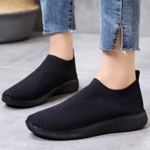 Comfortable black  mesh sports sneakers 3-8