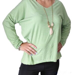 Green and white striped top xs- small L