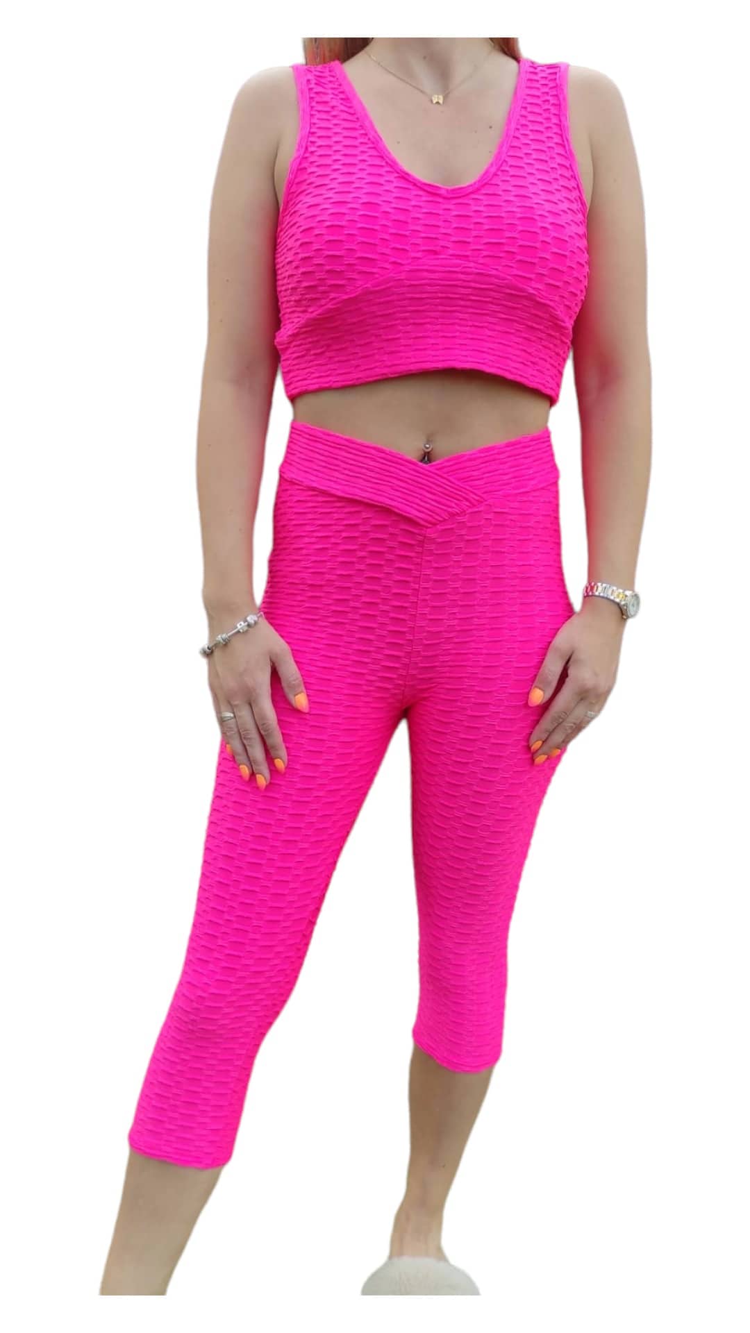 Pink Neon set Tik tok leggins and top S, M, L