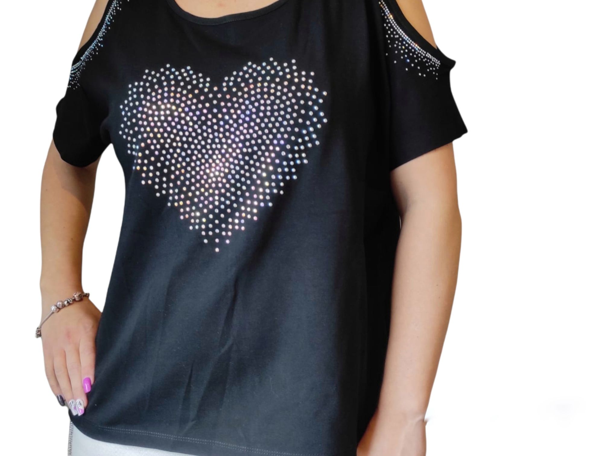 Tops Women Coldshoulder Heart XS-XL - Image 7