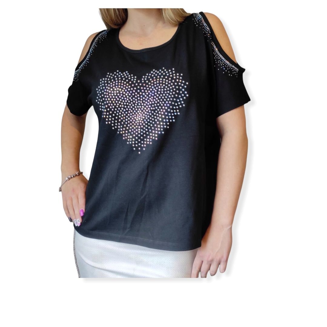 Tops Women Coldshoulder Heart XS-XL - Image 6