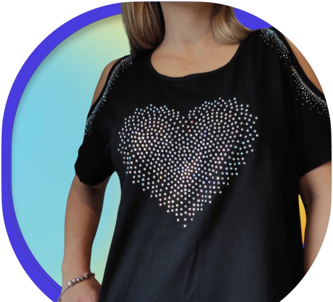 Tops Women Coldshoulder Heart XS-XL - Image 5