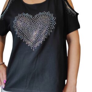 Tops Women Coldshoulder Heart XS-XL