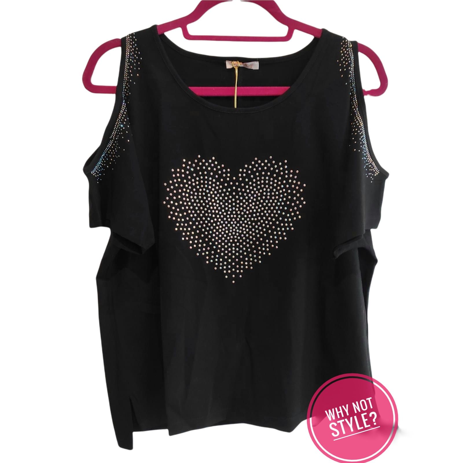 Tops Women Coldshoulder Heart XS-XL - Image 3