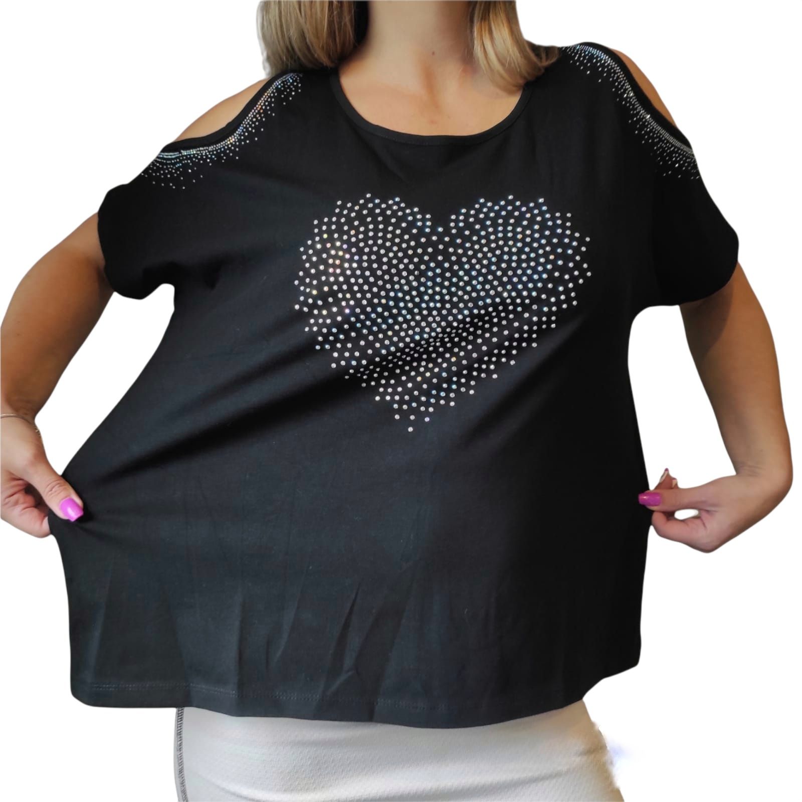 Tops Women Coldshoulder Heart XS-XL - Image 2