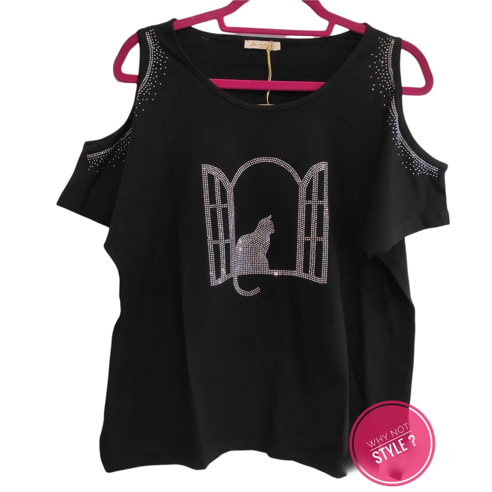 Tops Women Coldshoulder cat XS-XXl - Image 5