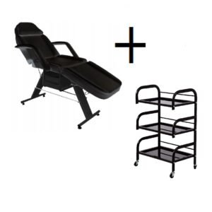 Beauty Bed With Drawers plus trolley/shelf black