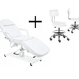 white pneumatic bed + backrest saddle stool